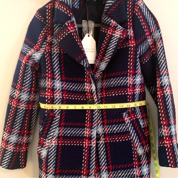 English Factory Navy Blue Plaid Coat - Picture 10 of 11